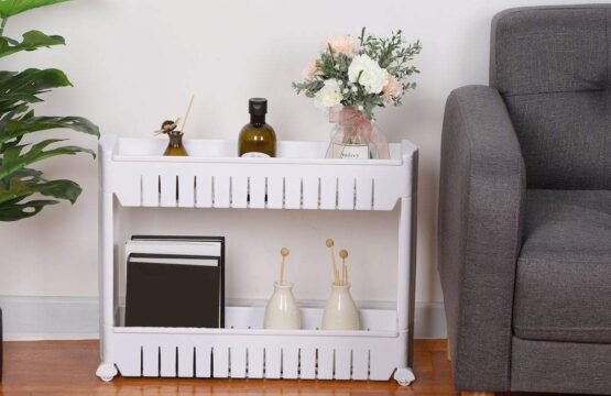 2 Layer Slim Side Space Saving Storage Organizer Rack