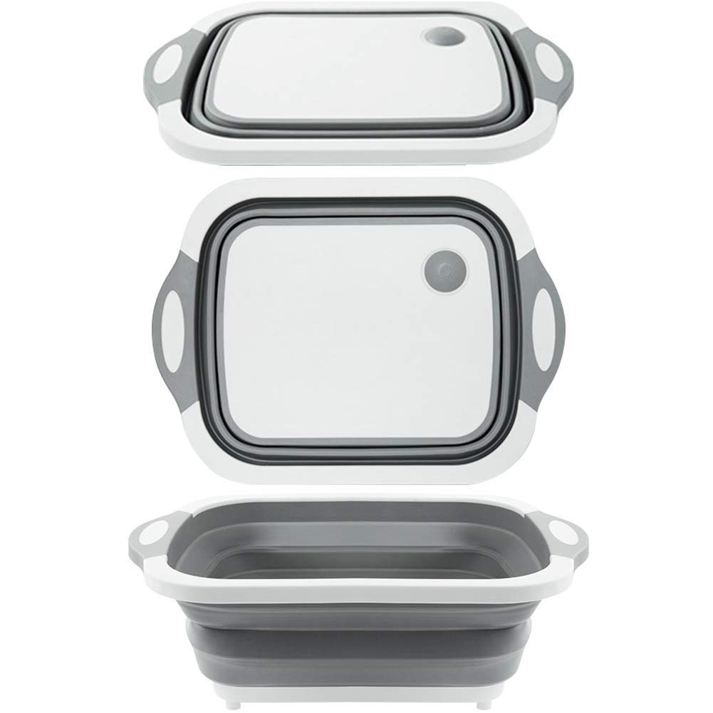 Foldable Chopping Board, Dish Rack, Washing Bowl & Draining Basket, 3in1 Multi-Function - Image 3