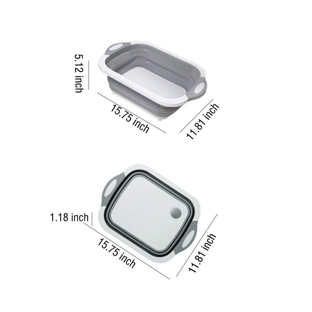 Foldable Chopping Board, Dish Rack, Washing Bowl & Draining Basket, 3in1 Multi-Function - Image 4