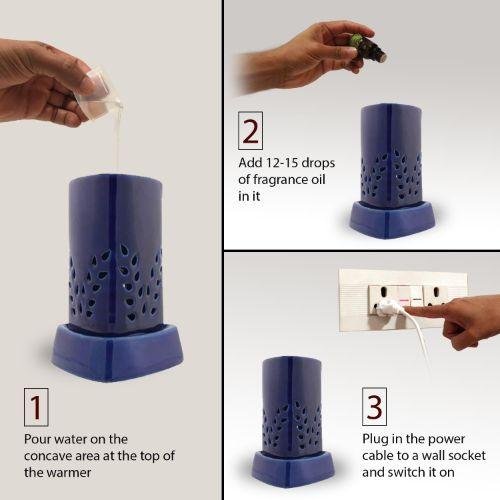 Electric Oil Warmer with Free 4 Pack Fragrance Oil (COB-250 BLUE) - Image 3