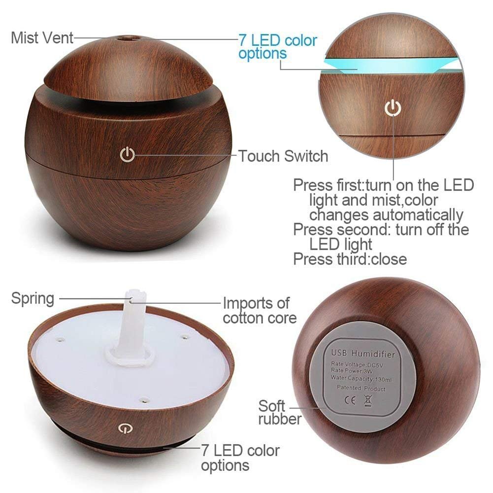 Wooden Cool Mist Humidifiers Essential Oil Diffuser - Image 4